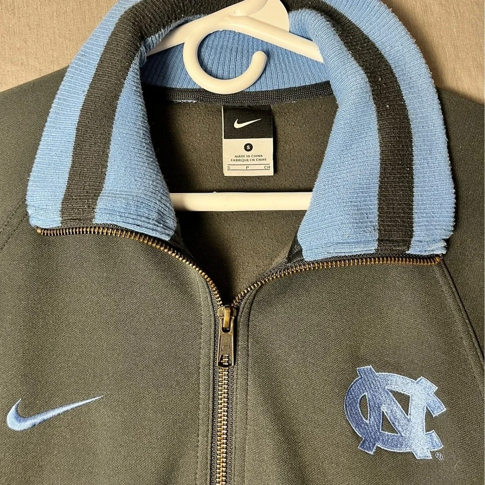 UNC Nike Track Jacket Mens S Grey Carolina Blue NCAA Basketball Full Zip/